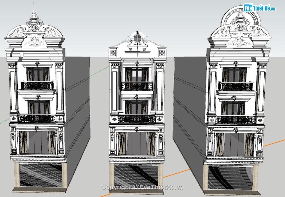 mẫu nhà phố 3 tầng sketchup,model sketchup nhà phố 3 tầng,sketchup nhà phố 3 tầng,nhà phố 3 tầng sketchup